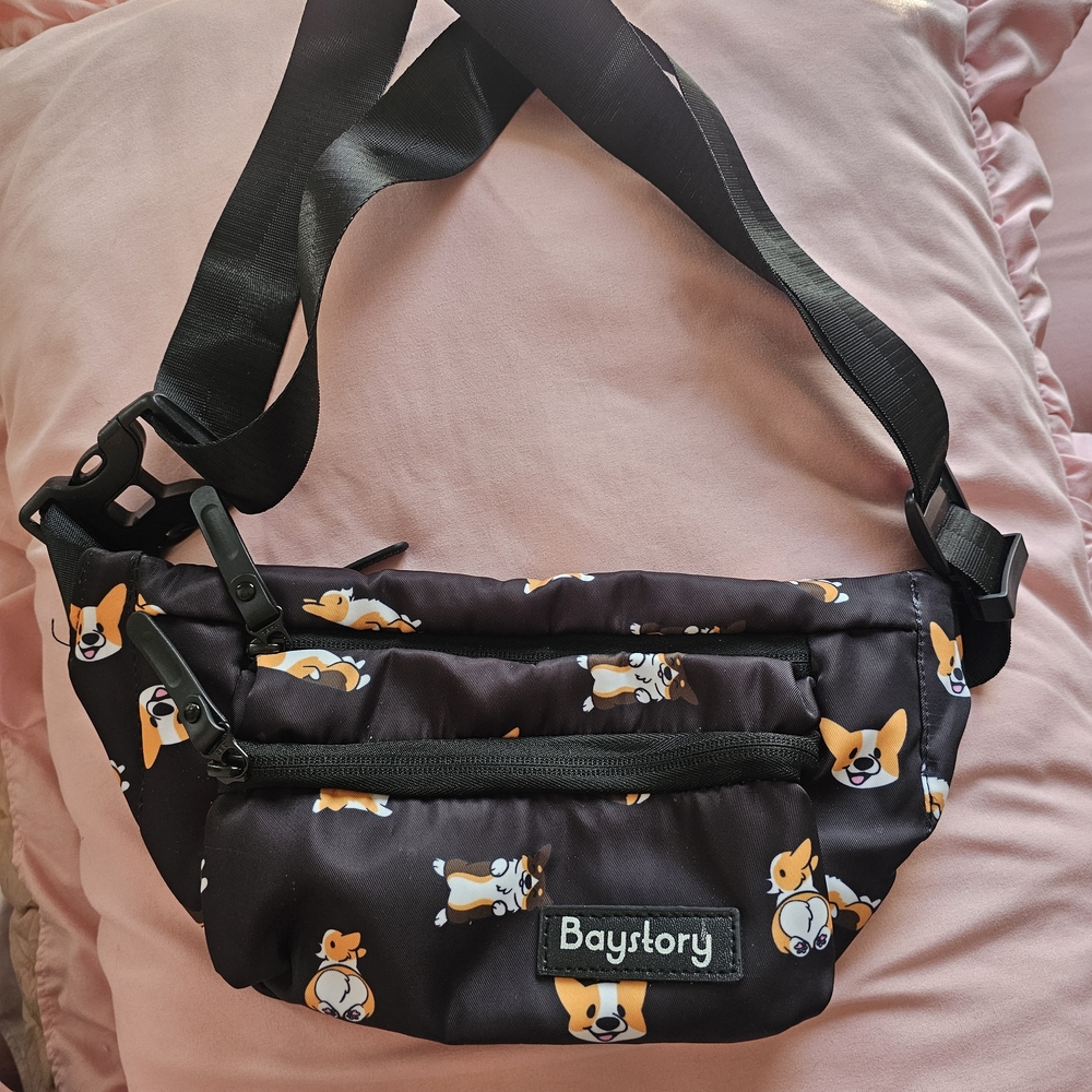 Baystory Black Corgi Print Fanny Pack
